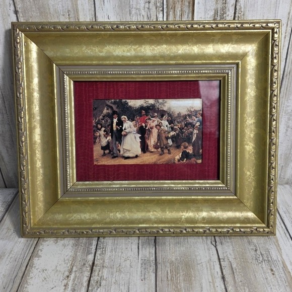 Personally Pictures Other - Vintage 1883 The Village Wedding Framed Art By Sir Luke Fildes Gold Ornate 12x10
